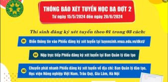 HỌC VIỆN NÔNG NGHIỆP VIỆT NAM NHẬN HỒ SƠ XÉT HỌC BẠ ĐỢT 2 TỪ NGÀY 15/5/2024